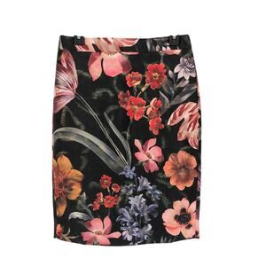 J Crew Collection Jacquard No. 2 Pencil Skirt Size 2 Midnight Dutch Floral